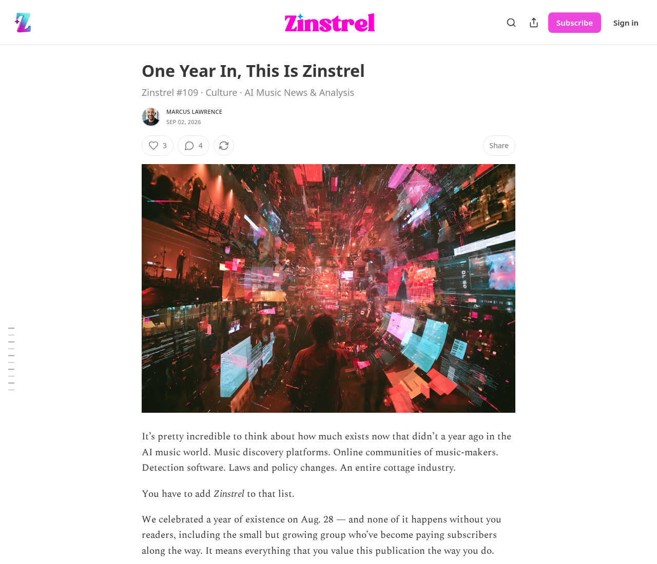 One Year In, This Is Zinstrel — issue #109 of the Culture newsletter by Marcus Lawrence